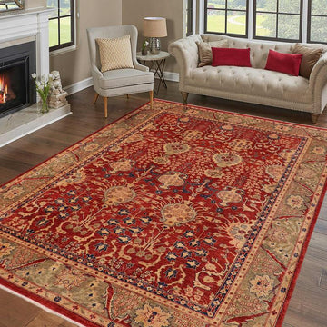 handmade Traditional Kafkaz Chobi Ziegler Red Olive Green Hand Knotted RECTANGLE 100% WOOL area rug 9 x 11